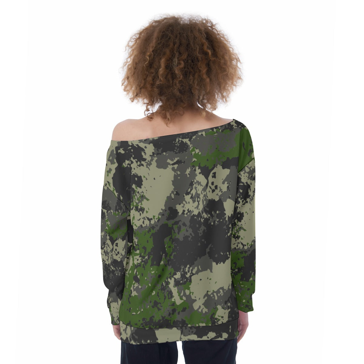 All-Over Print Oversized Women's Off-Shoulder Sweatshirt