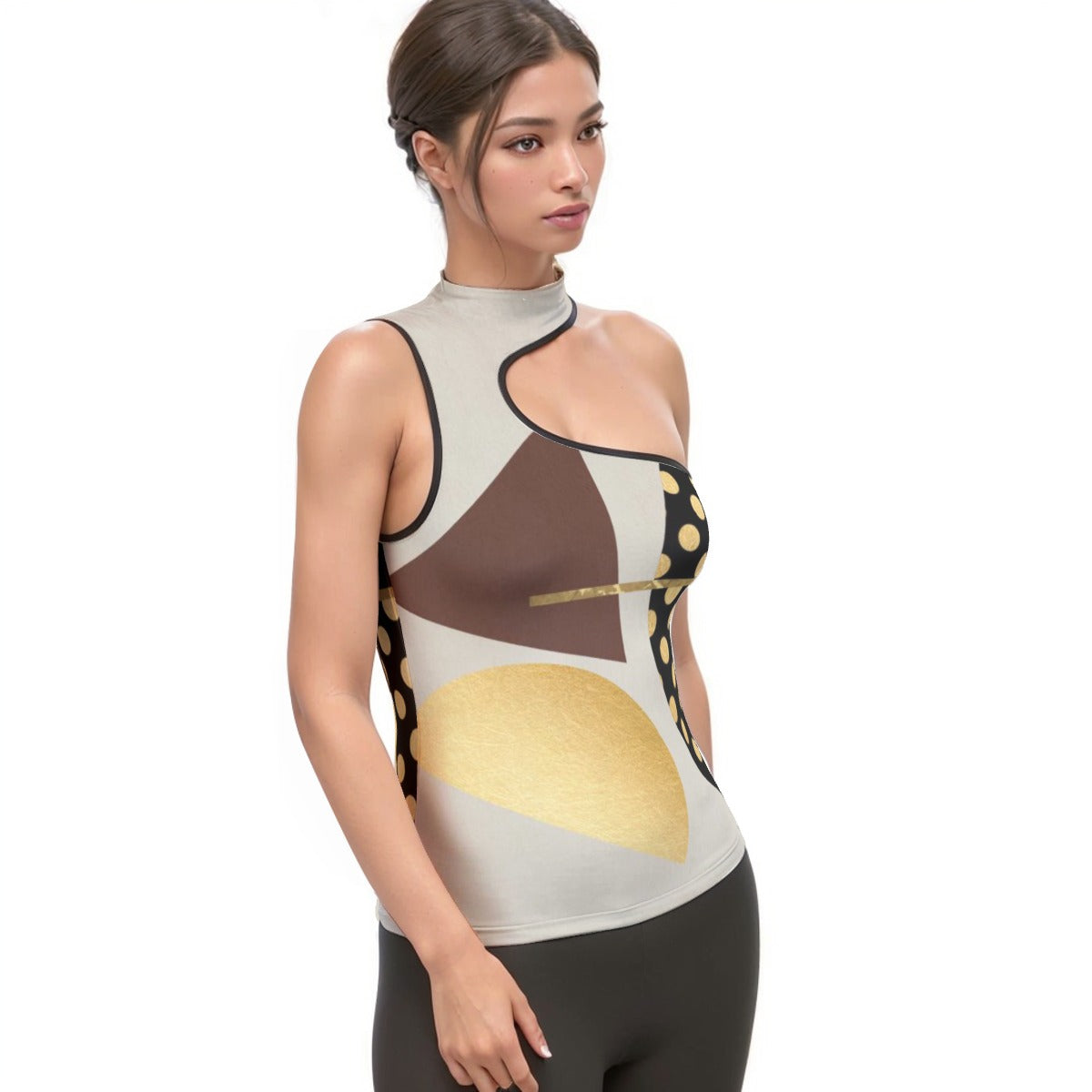 All-Over Print Women's Halter Sleeveless Asymmetrical Tank Top