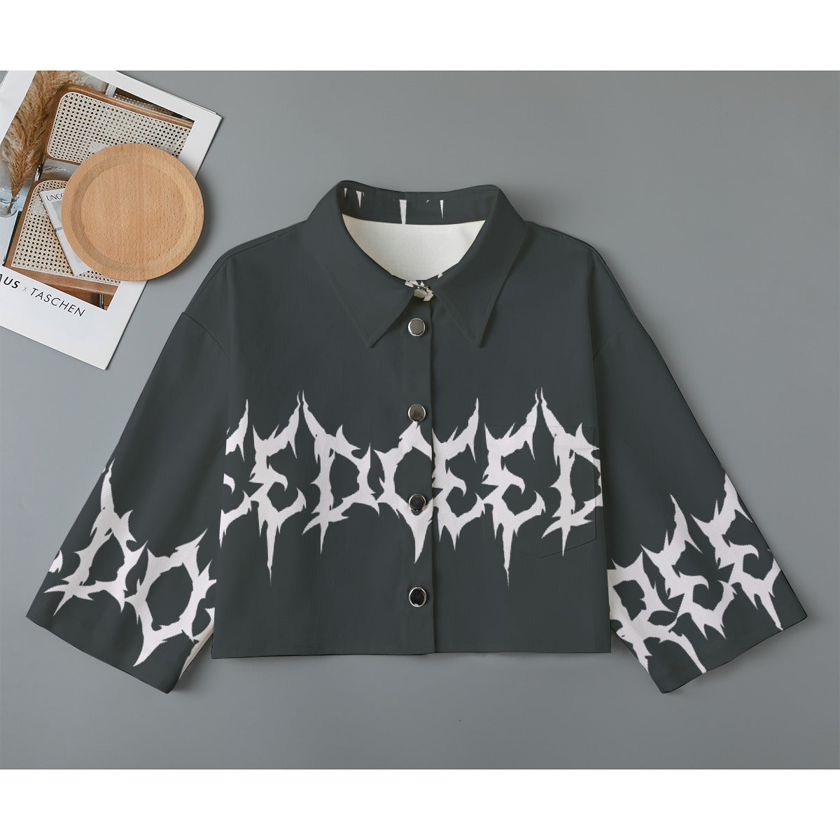 All-Over Print Women's Cropped Jacket | 245GSM Cotton