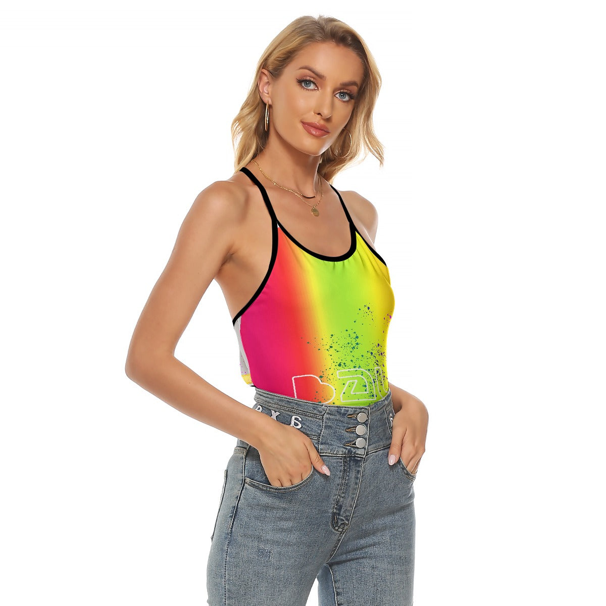 All-Over Print Women's Criss-Cross Open Back Tank Top