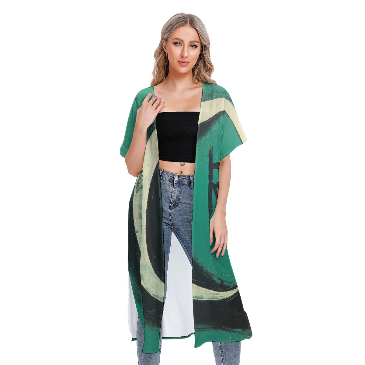 All-Over Print Women's Short Sleeve Cardigan