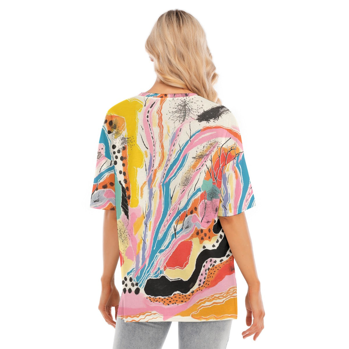 All-Over Print Women's Short Sleeves T-shirt With Hem Split