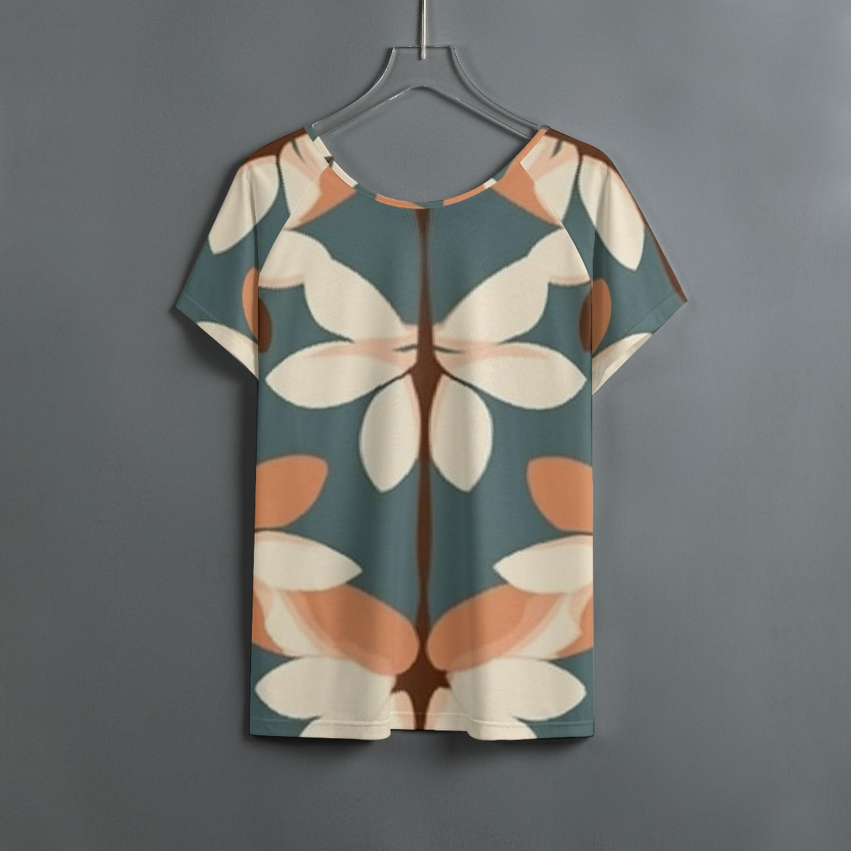 All-Over Print Women's Round Neck T-shirt With Raglan Sleeve