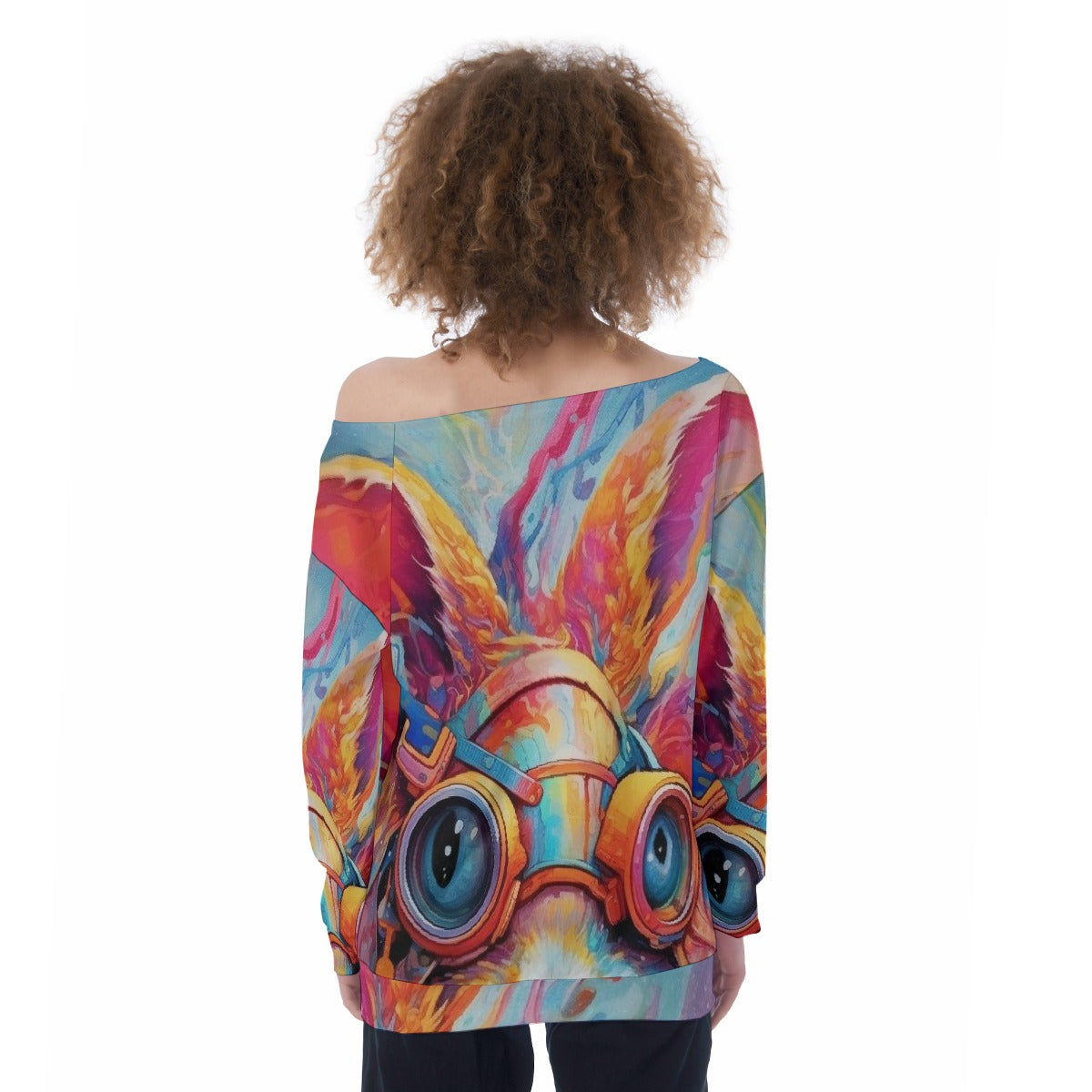 All-Over Print Oversized Women's Off-Shoulder Sweatshirt