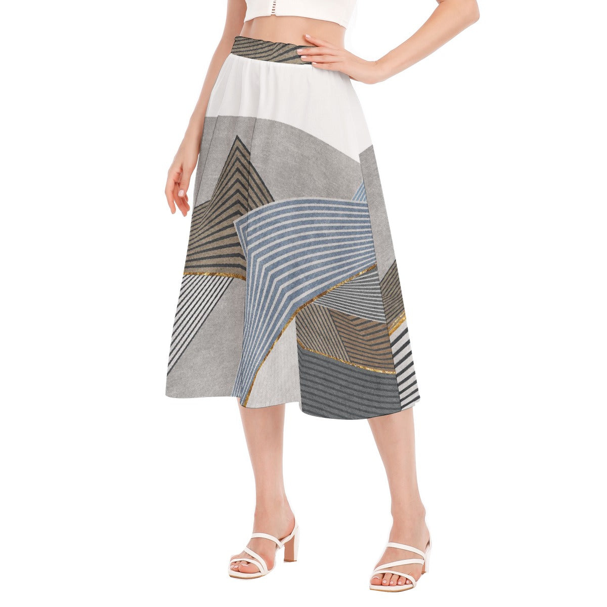All-Over Print Women's Long Section Chiffon Skirt