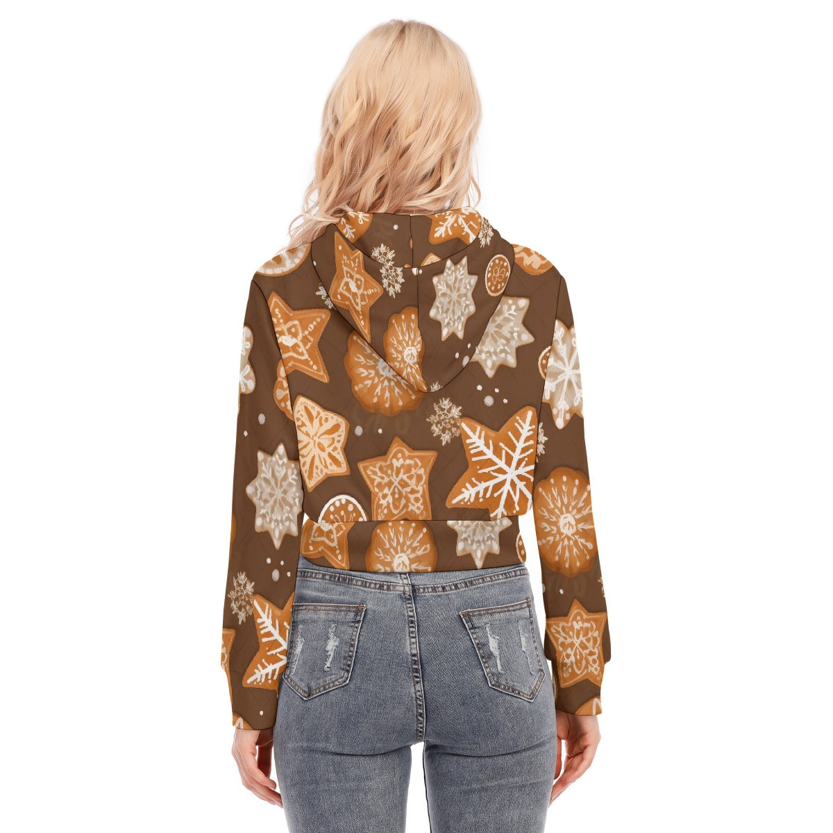 All-Over Print Women's Crop Top Hoodie With Zipper Closure