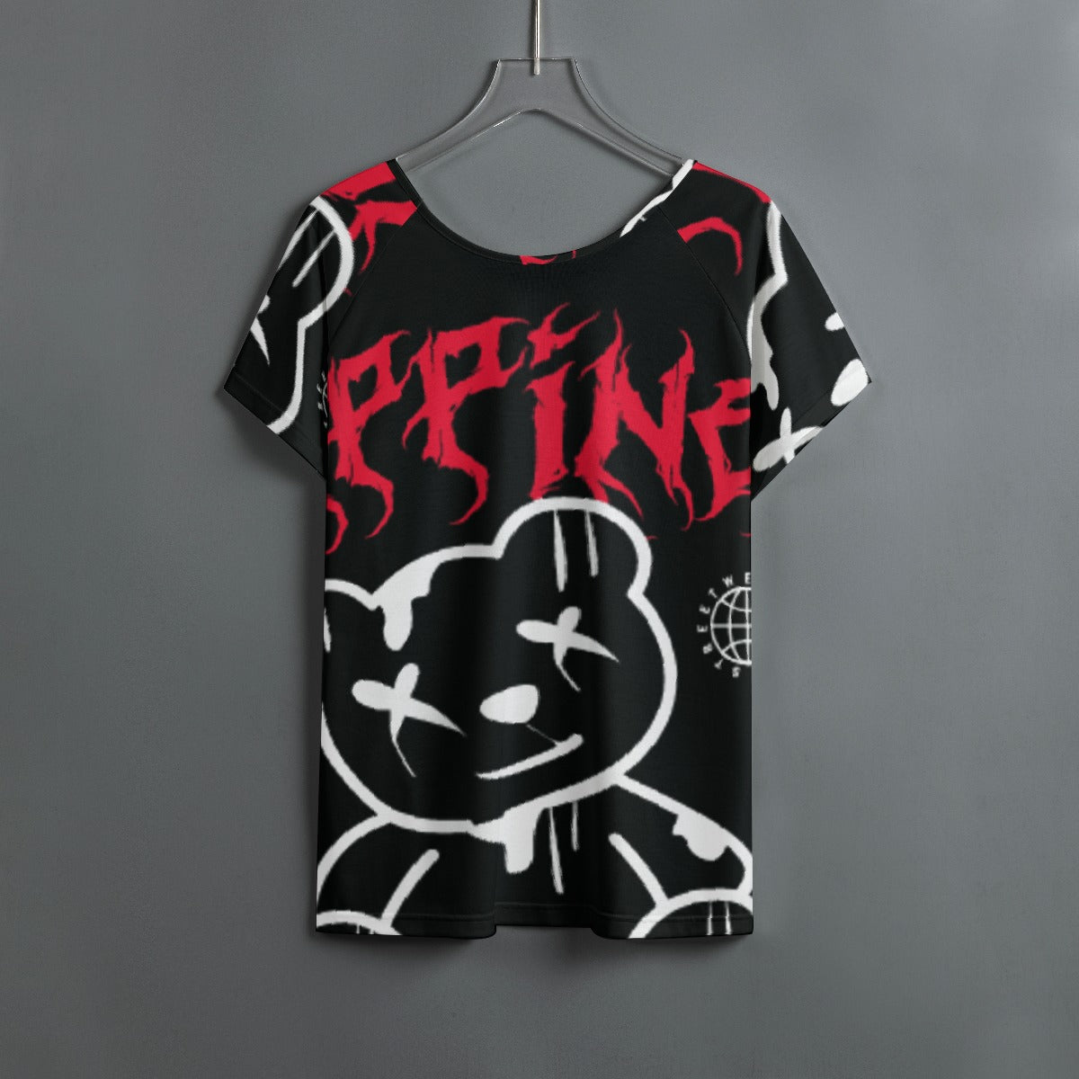 All-Over Print Women's Round Neck T-shirt With Raglan Sleeve