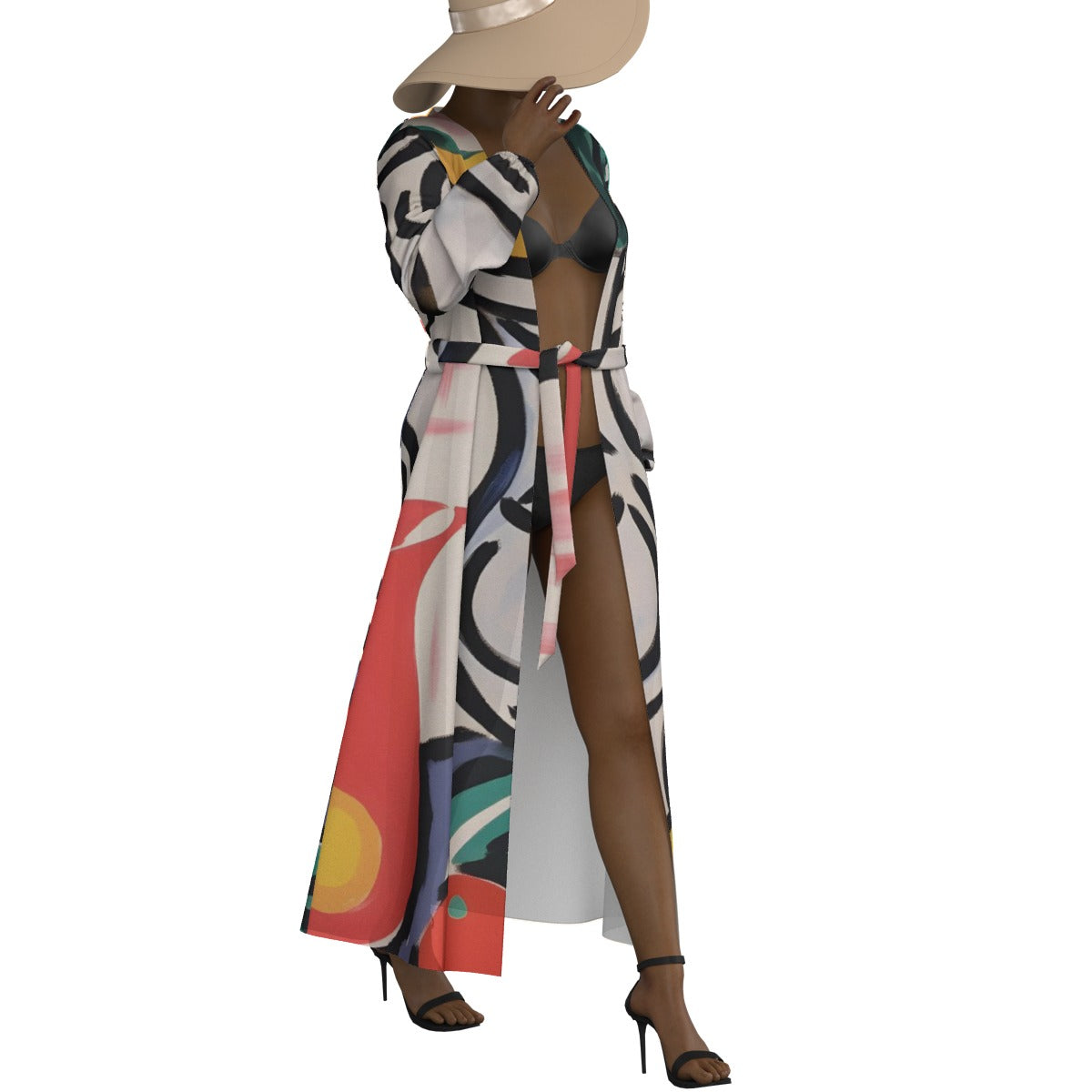 All-Over Print Women's Lace-up Chiffon Robe