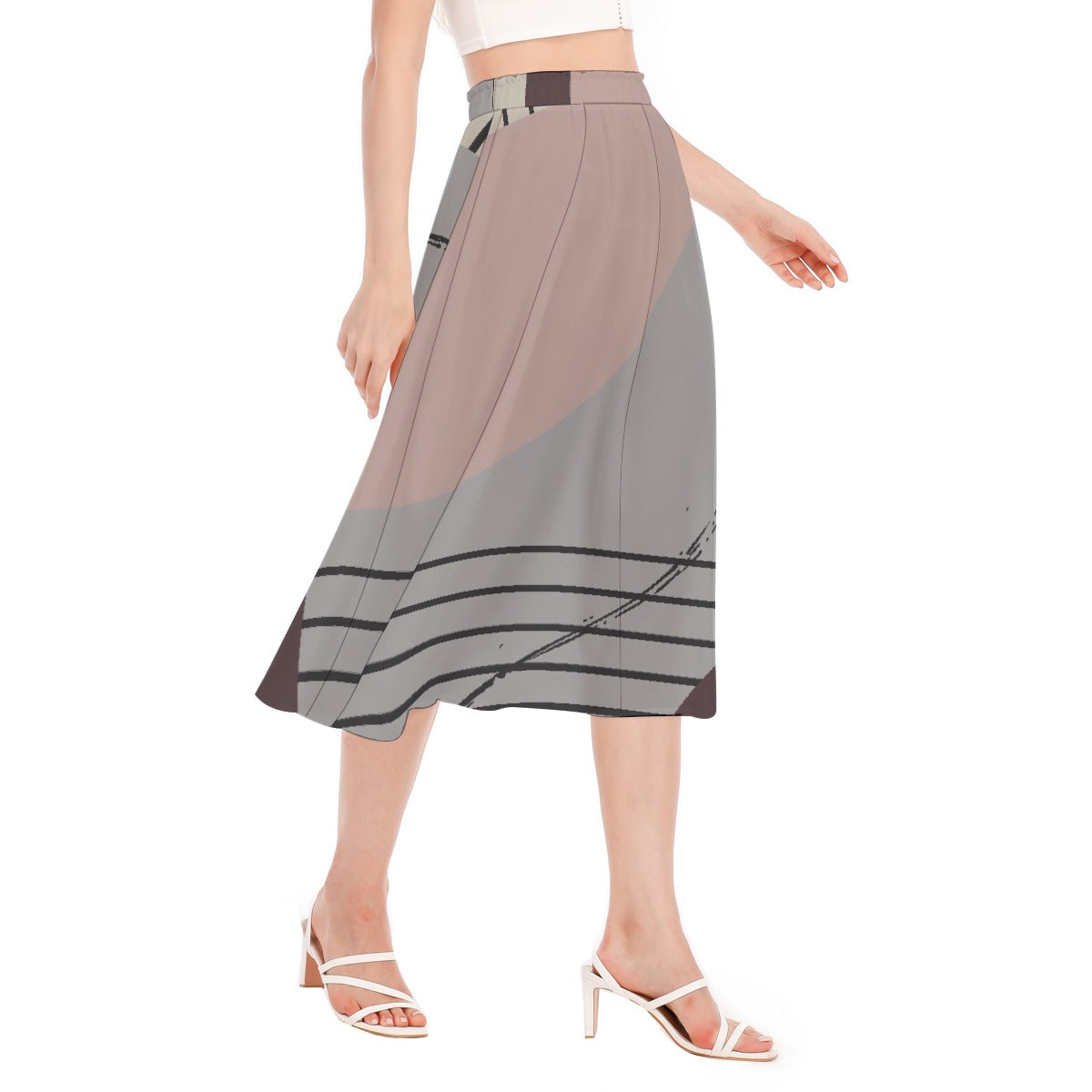 All-Over Print Women's Long Section Chiffon Skirt