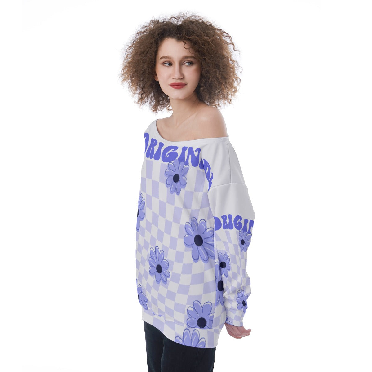 All-Over Print Oversized Women's Off-Shoulder Sweatshirt