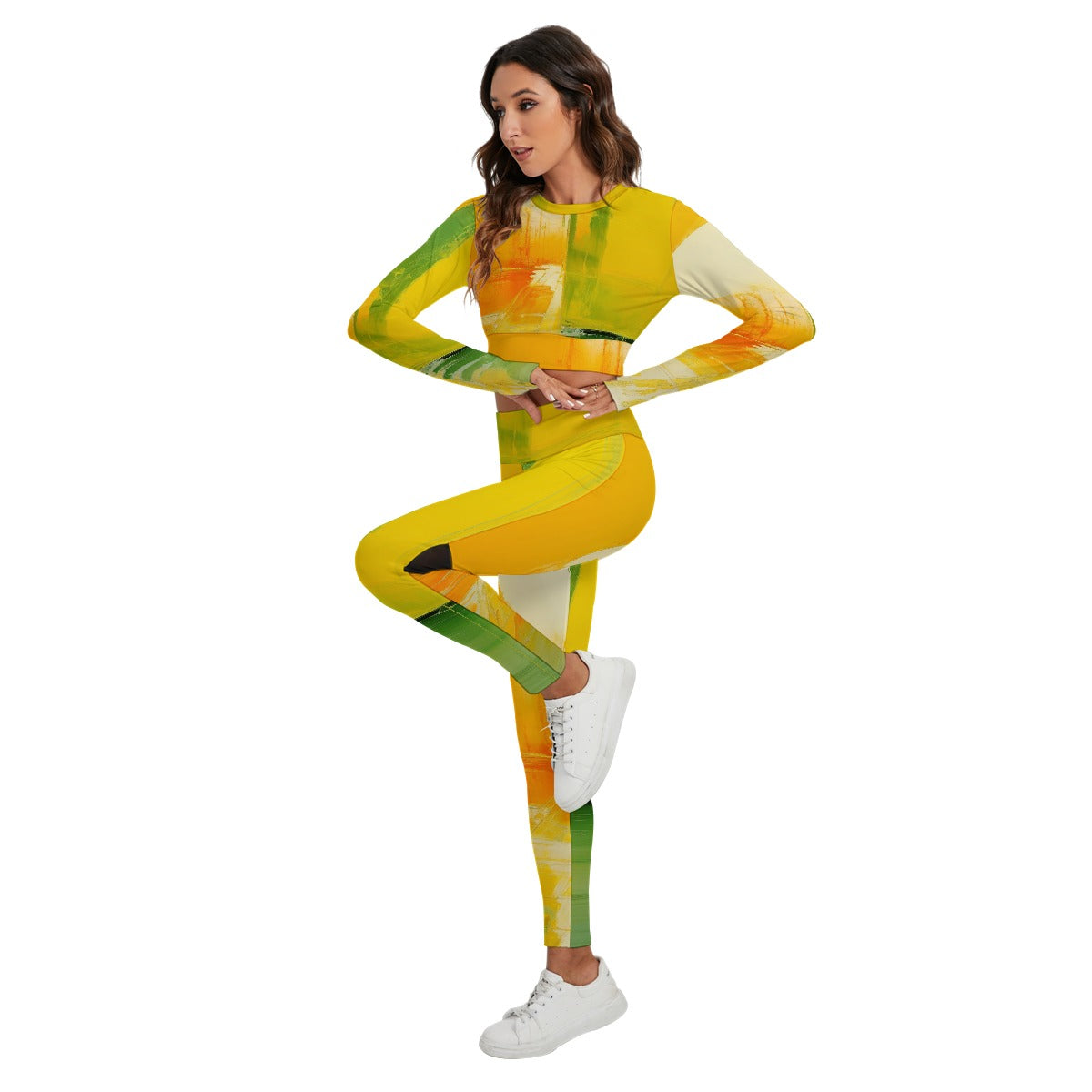 All-Over Print Women's Sport Set With Backless Top And Leggings