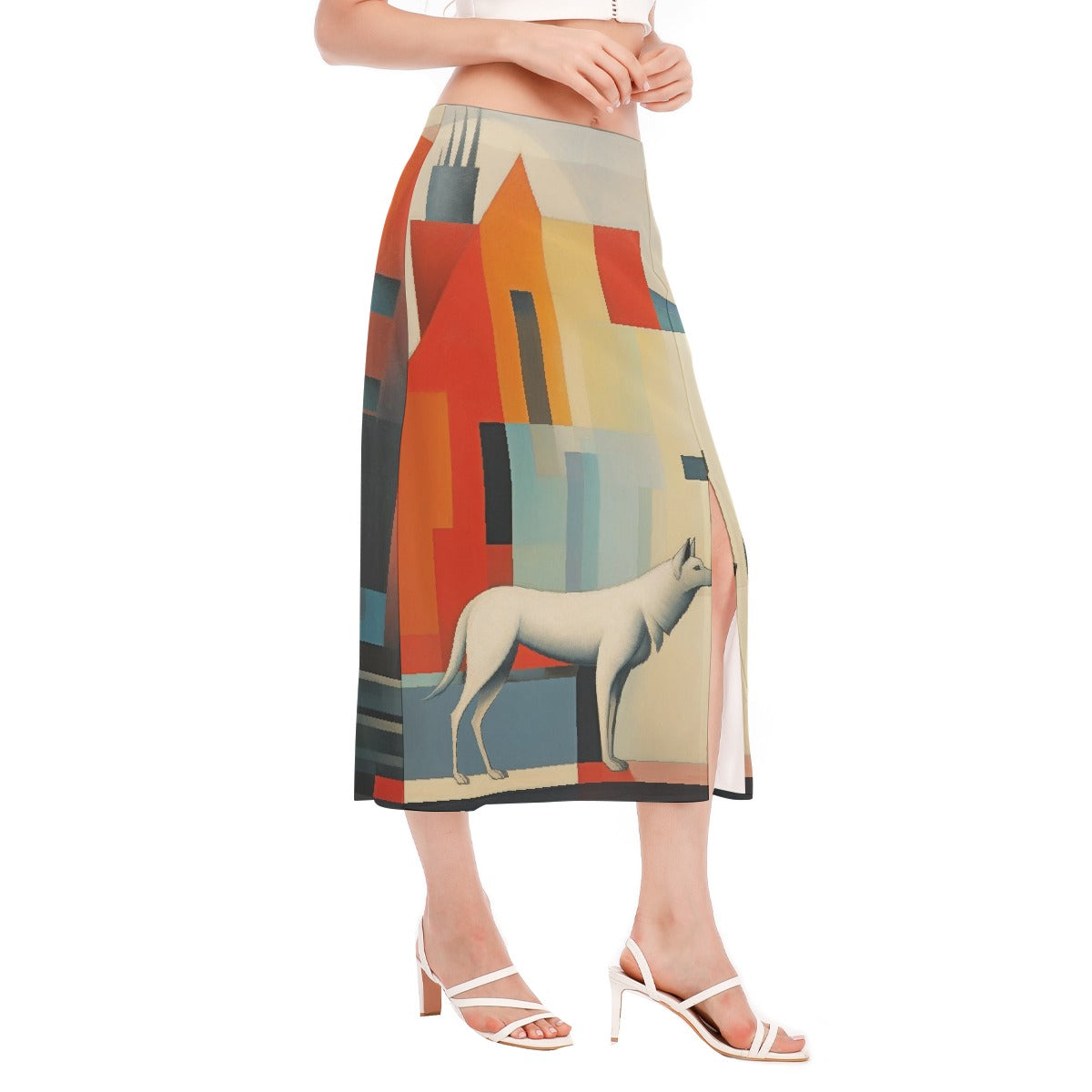 All-Over Print Women's High Slit Long Skirt