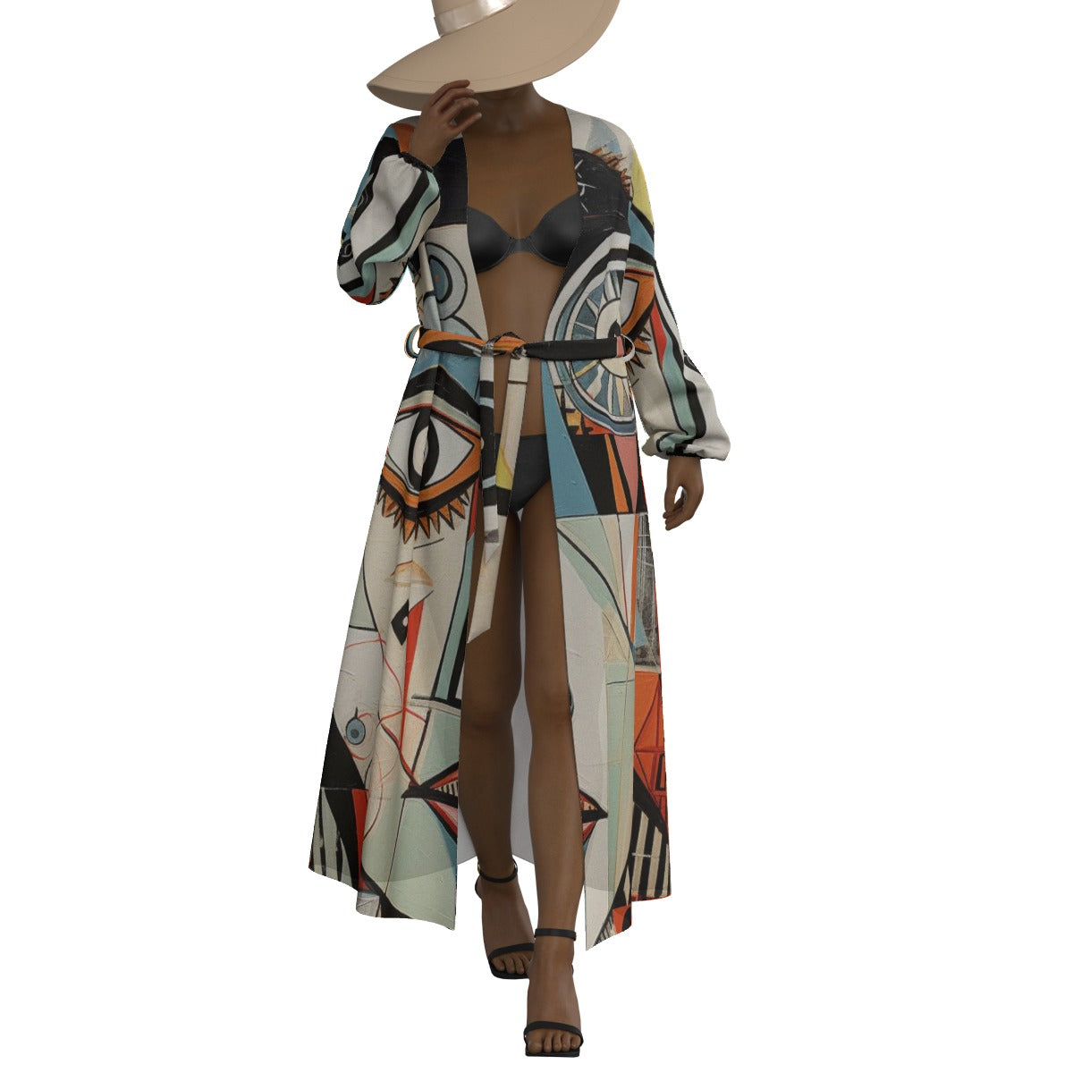 All-Over Print Women's Lace-up Chiffon Robe