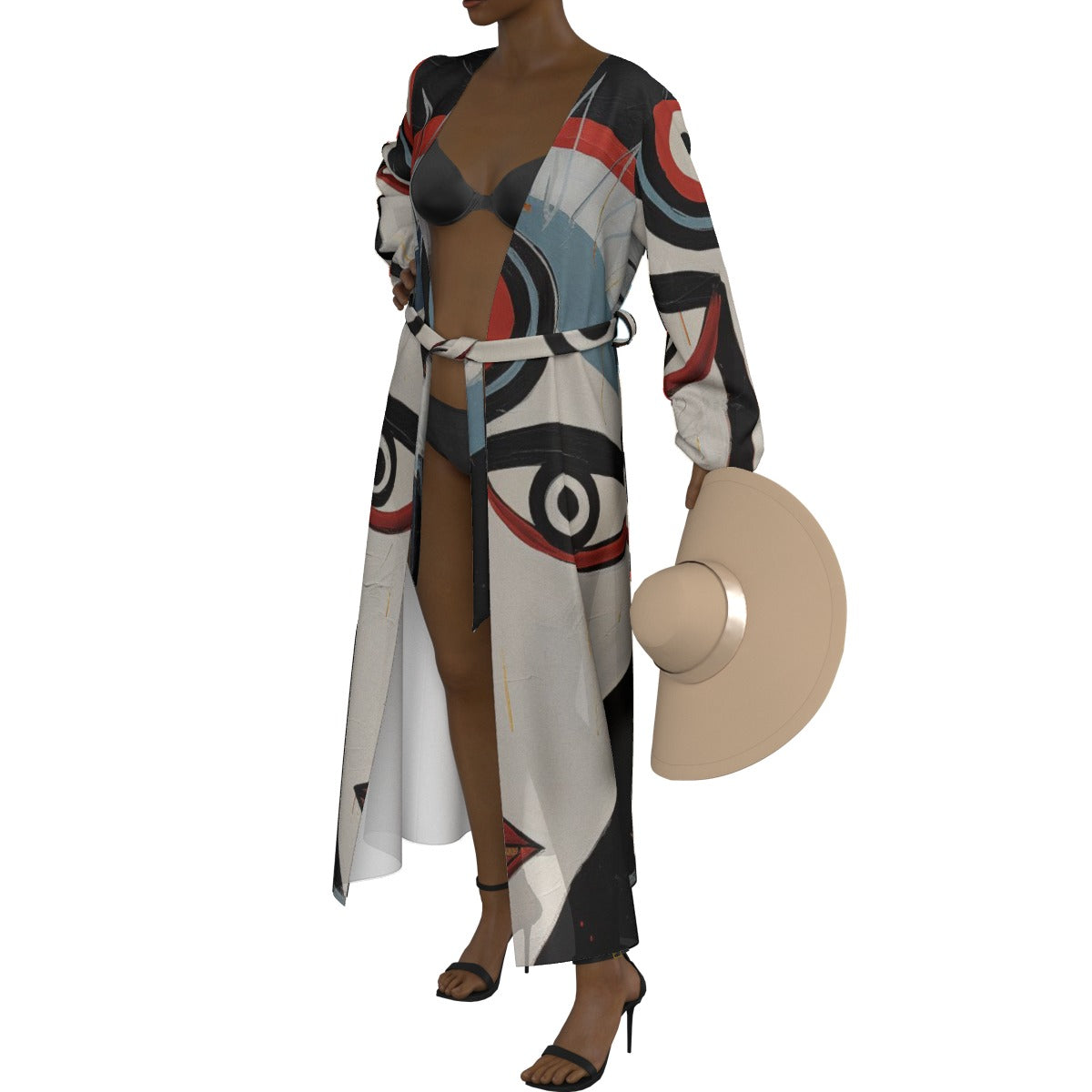 All-Over Print Women's Lace-up Chiffon Robe