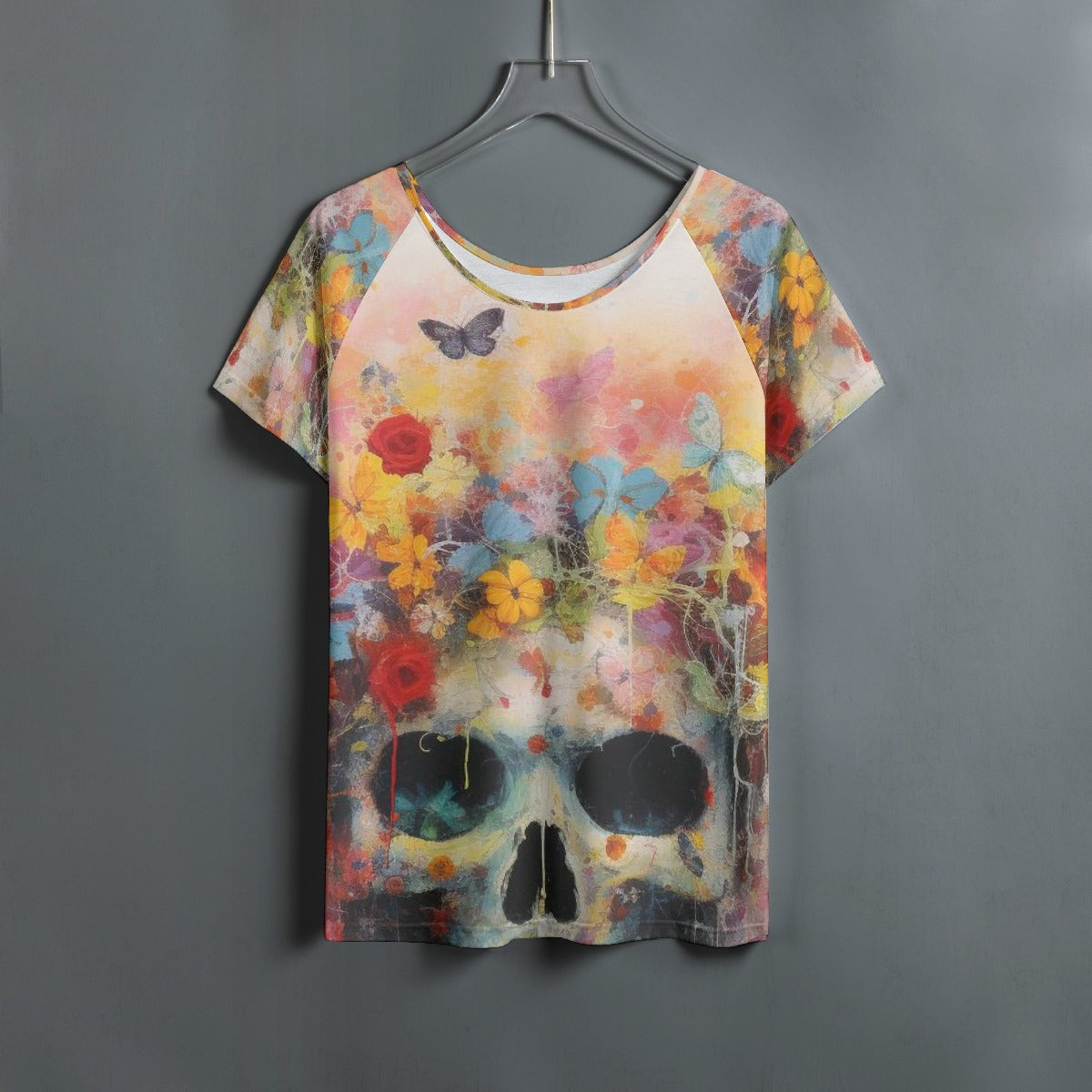 All-Over Print Women's Round Neck T-shirt With Raglan Sleeve