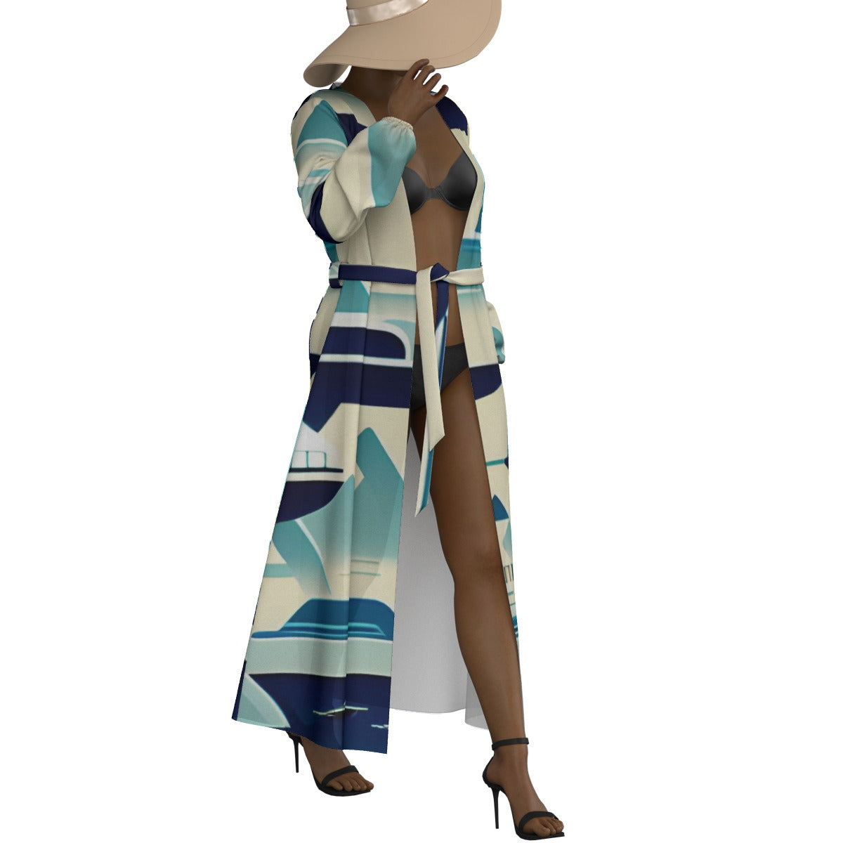 All-Over Print Women's Lace-up Chiffon Robe