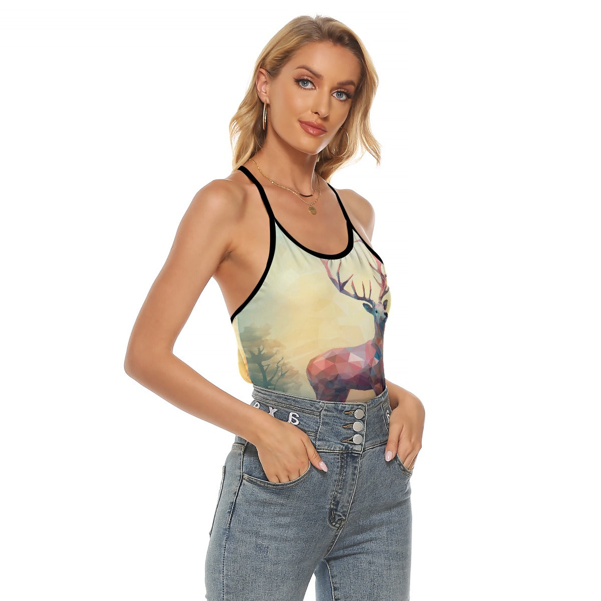All-Over Print Women's Criss-Cross Open Back Tank Top