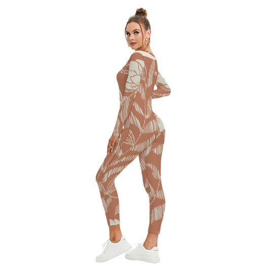 All-Over Print Women's Plunging Neck Jumpsuit