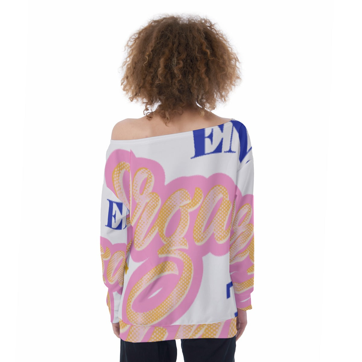 All-Over Print Oversized Women's Off-Shoulder Sweatshirt