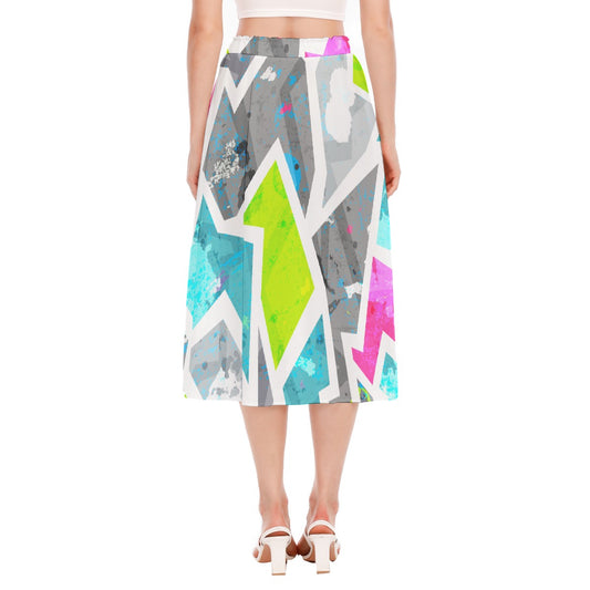 All-Over Print Women's Long Section Chiffon Skirt