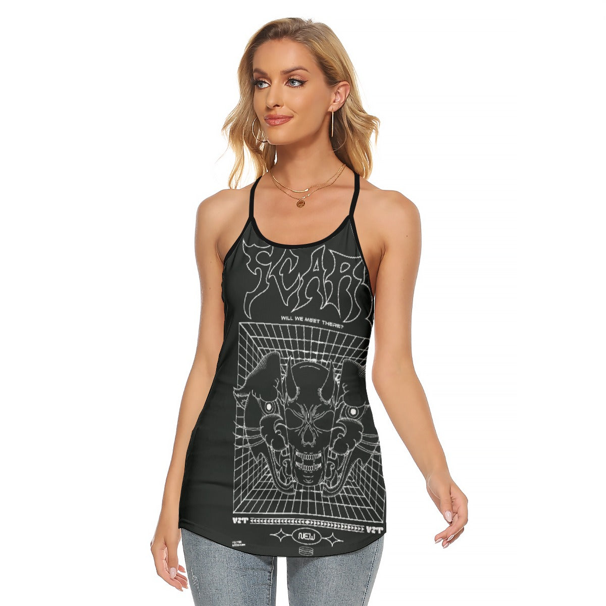 All-Over Print Women's Criss-Cross Open Back Tank Top