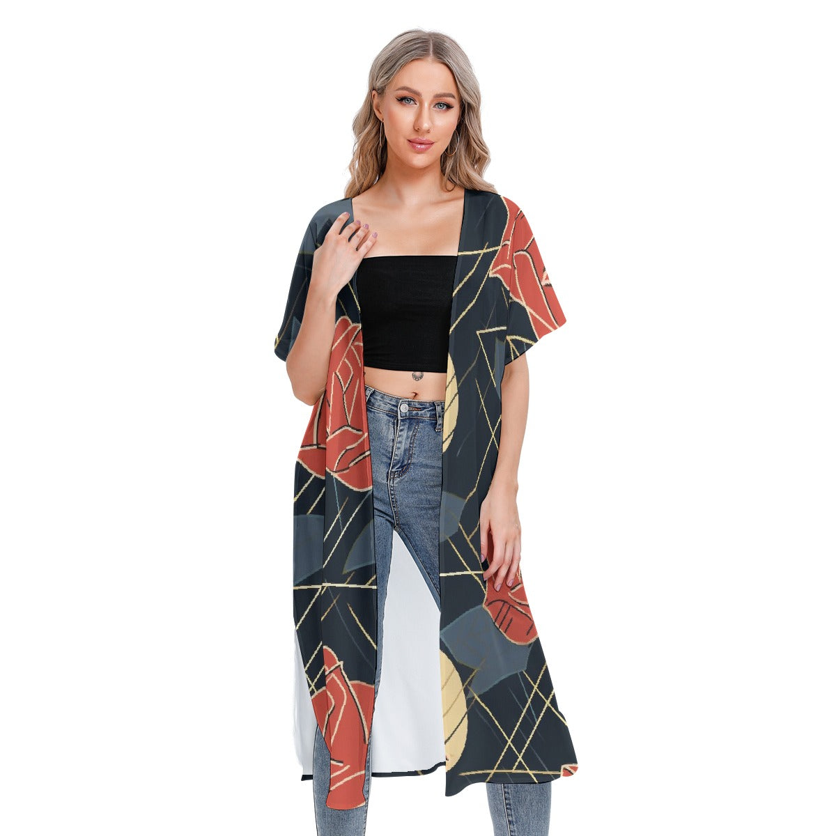 All-Over Print Women's Short Sleeve Cardigan