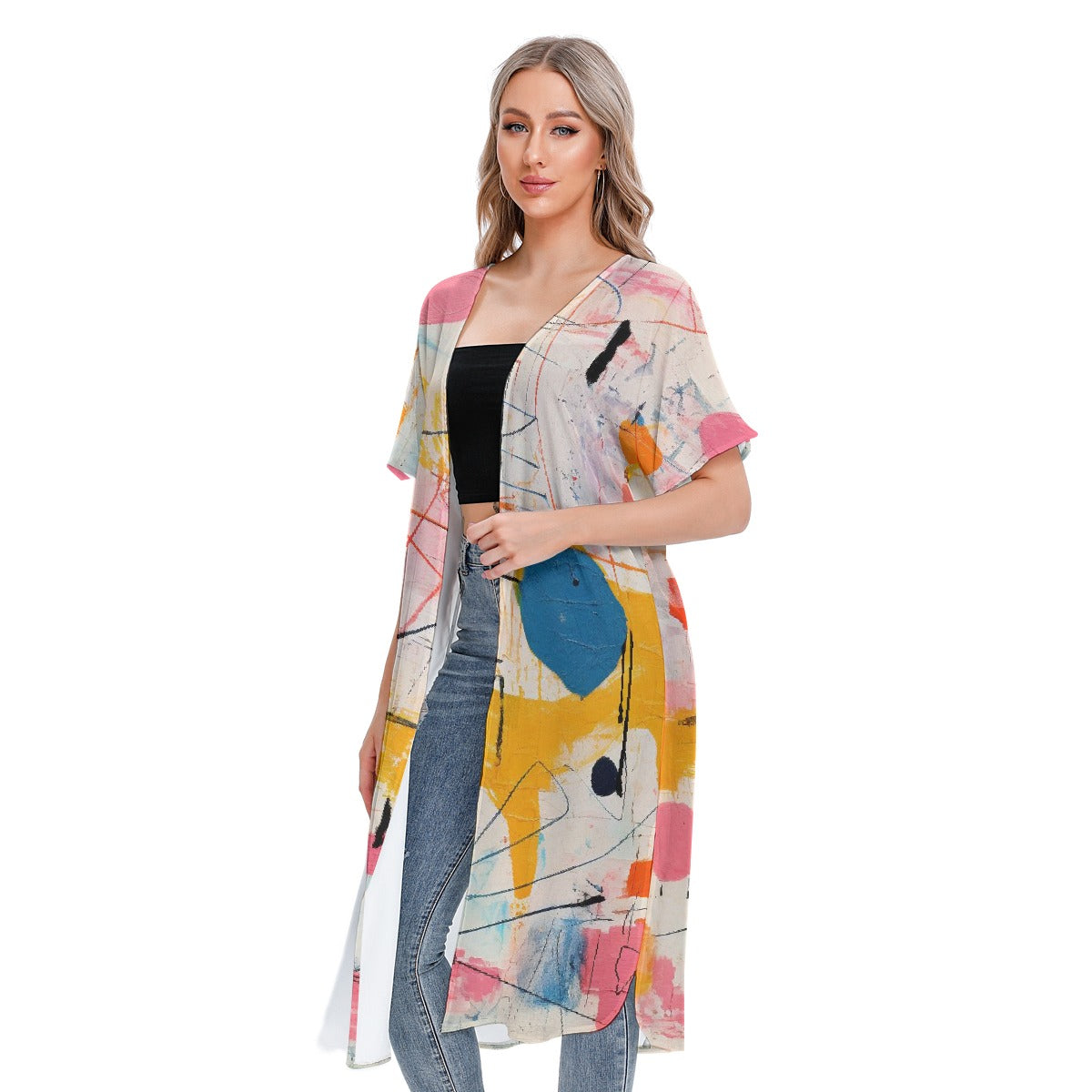 All-Over Print Women's Short Sleeve Cardigan