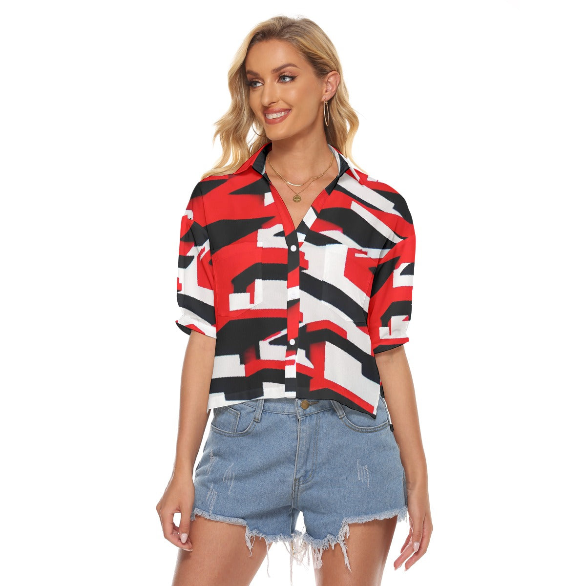 All-Over Print Women's V-neck Shirts
