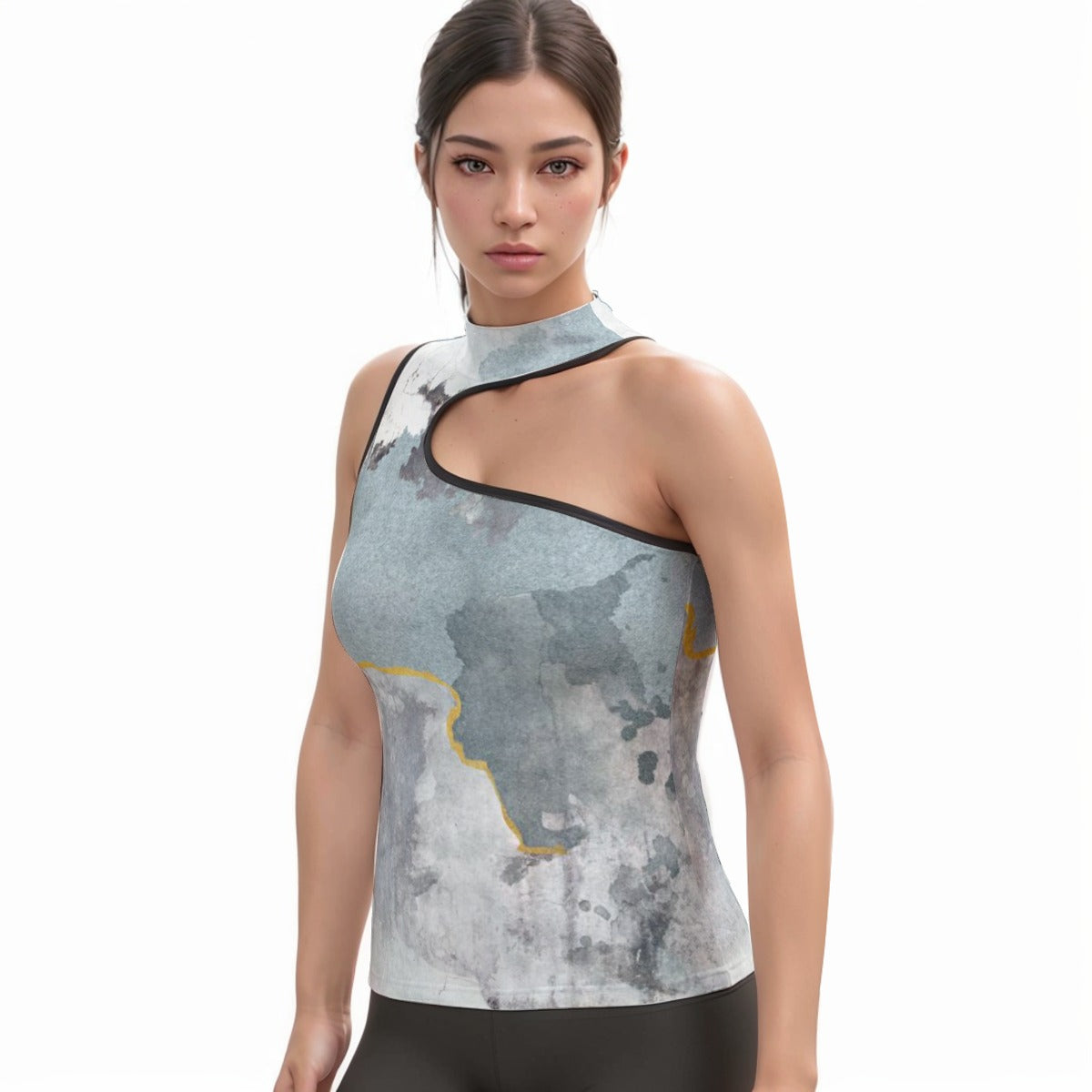All-Over Print Women's Halter Sleeveless Asymmetrical Tank Top