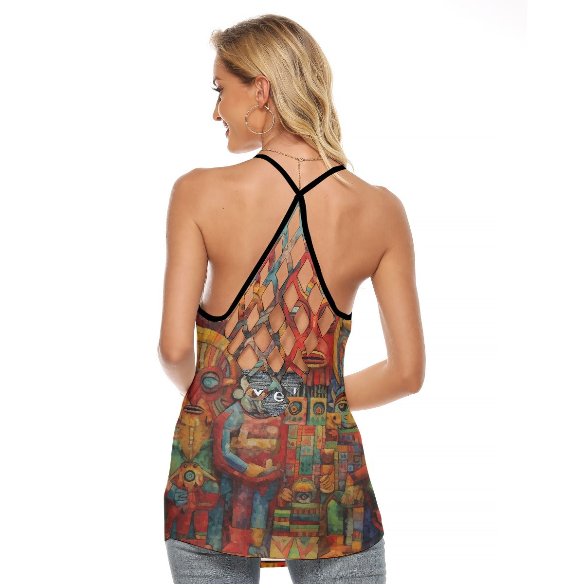 All-Over Print Women's Criss-Cross Open Back Tank Top
