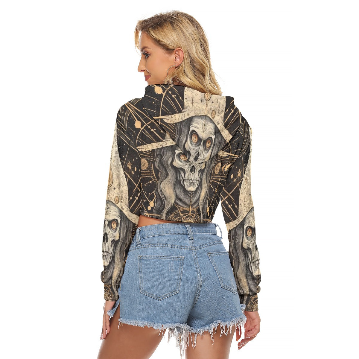All-Over Print Women's Crop Top Hoodie|Velvet