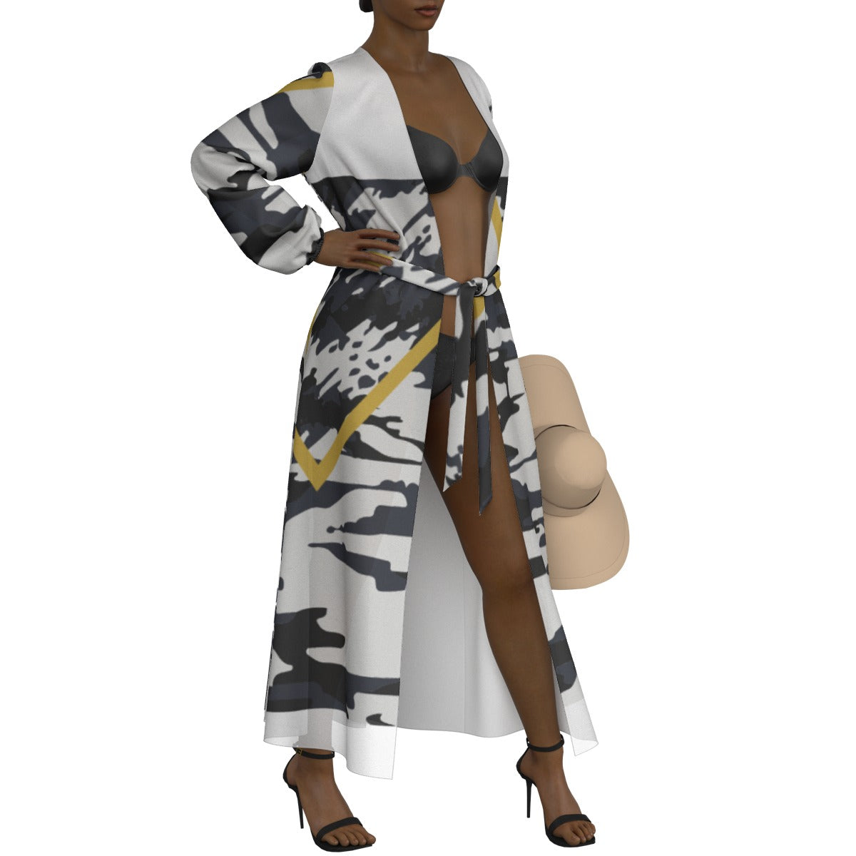 All-Over Print Women's Lace-up Chiffon Robe