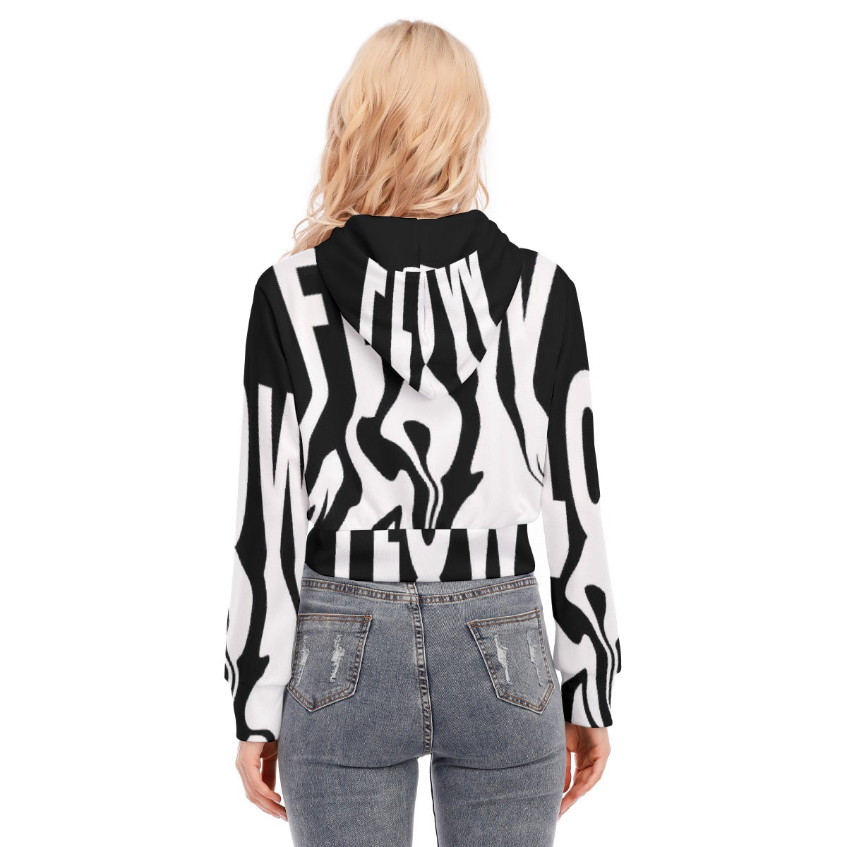 All-Over Print Women's Crop Top Hoodie With Zipper Closure