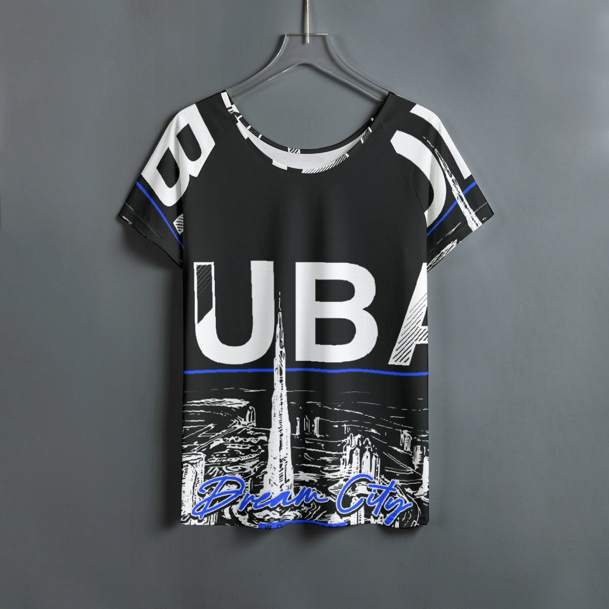 All-Over Print Women's Round Neck T-shirt With Raglan Sleeve