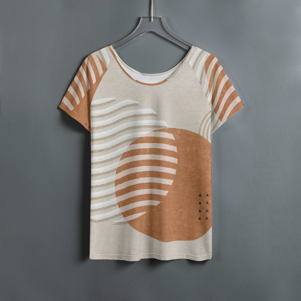 All-Over Print Women's Round Neck T-shirt With Raglan Sleeve