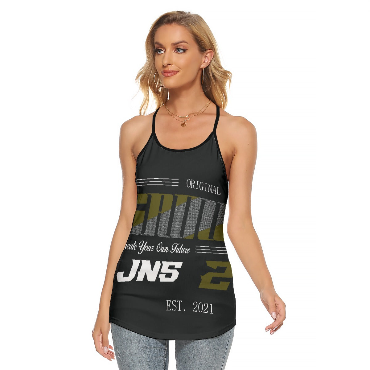 All-Over Print Women's Criss-Cross Open Back Tank Top