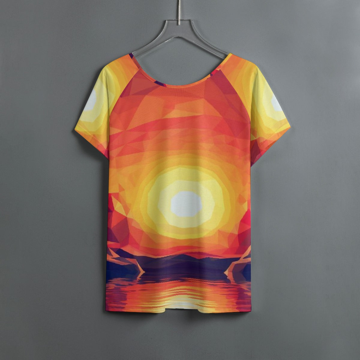 All-Over Print Women's Round Neck T-shirt With Raglan Sleeve