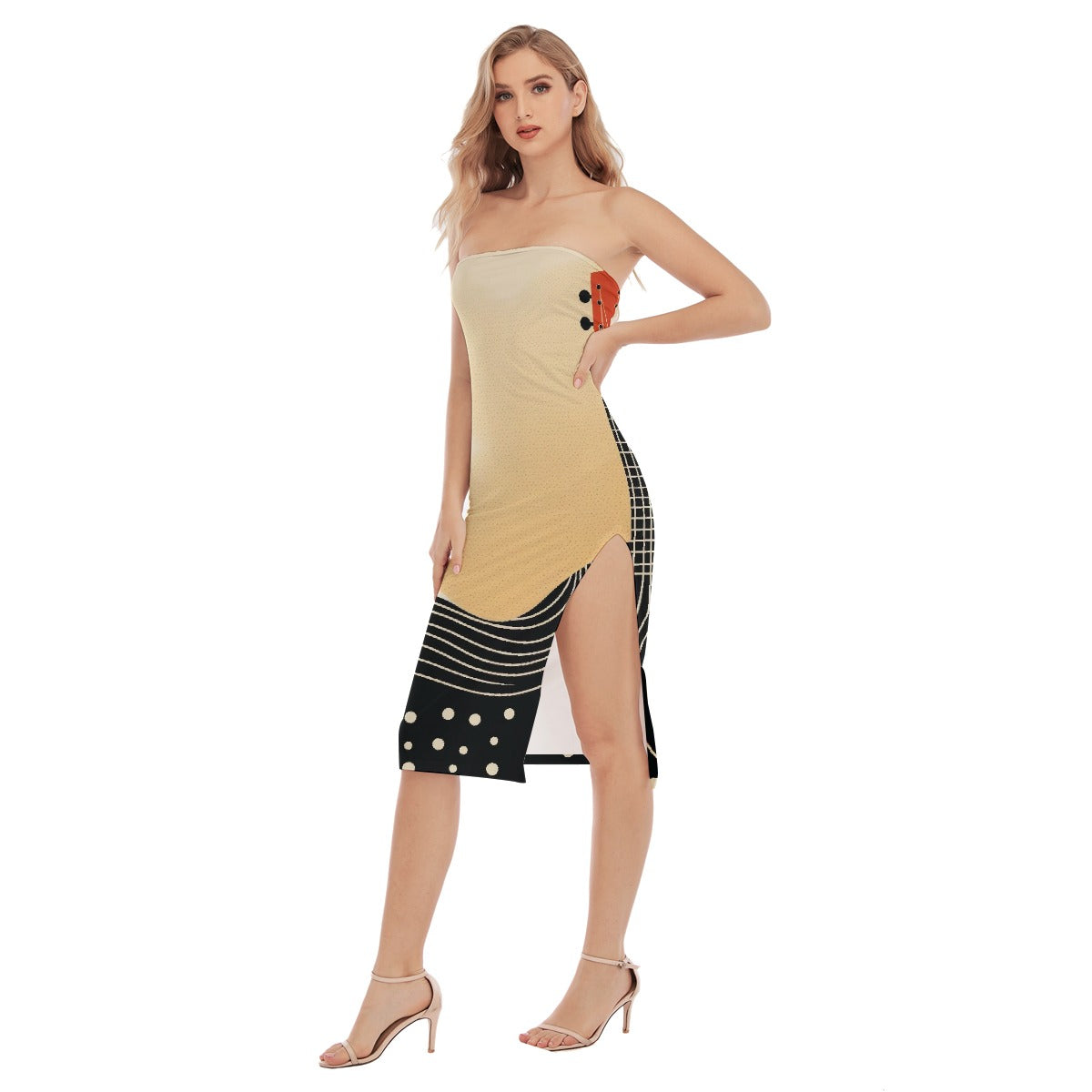 All-Over Print Women's Side Split Tube Top Dress