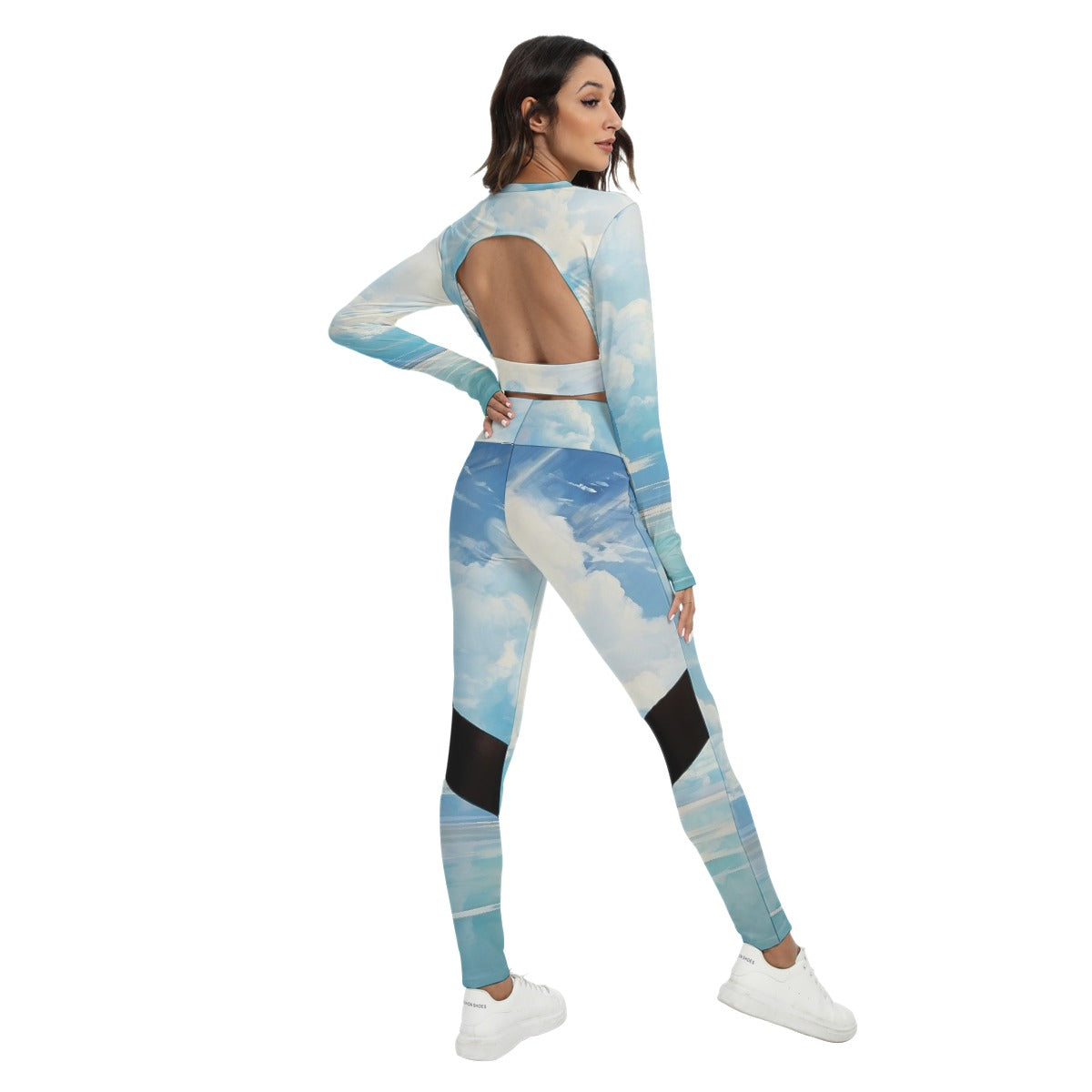 All-Over Print Women's Sport Set With Backless Top And Leggings