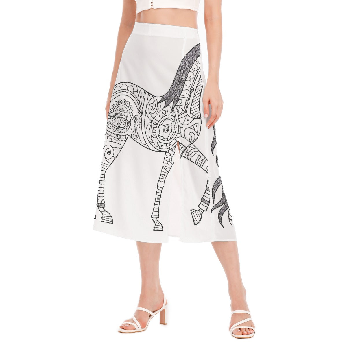 All-Over Print Women's High Slit Long Skirt