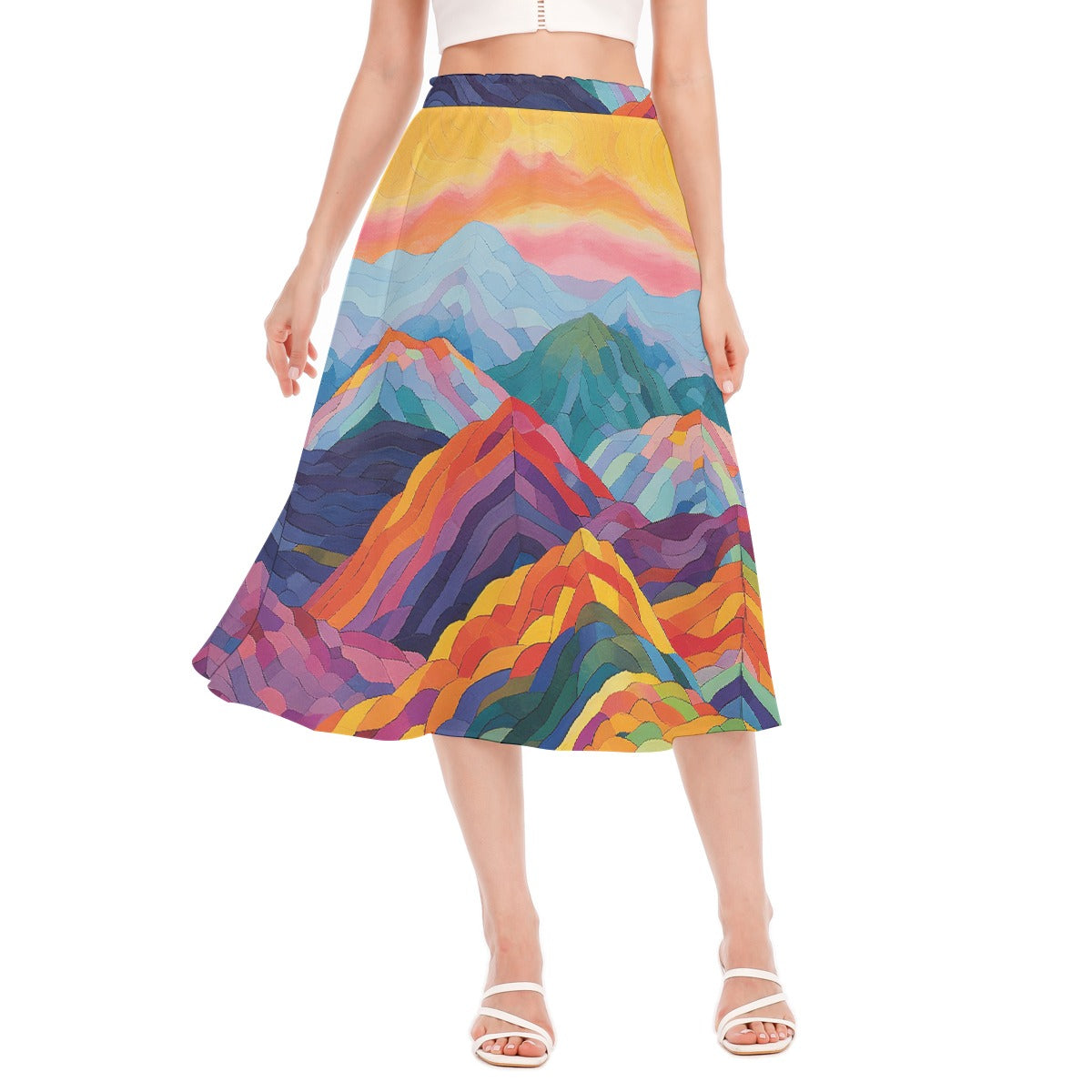 All-Over Print Women's Long Section Chiffon Skirt