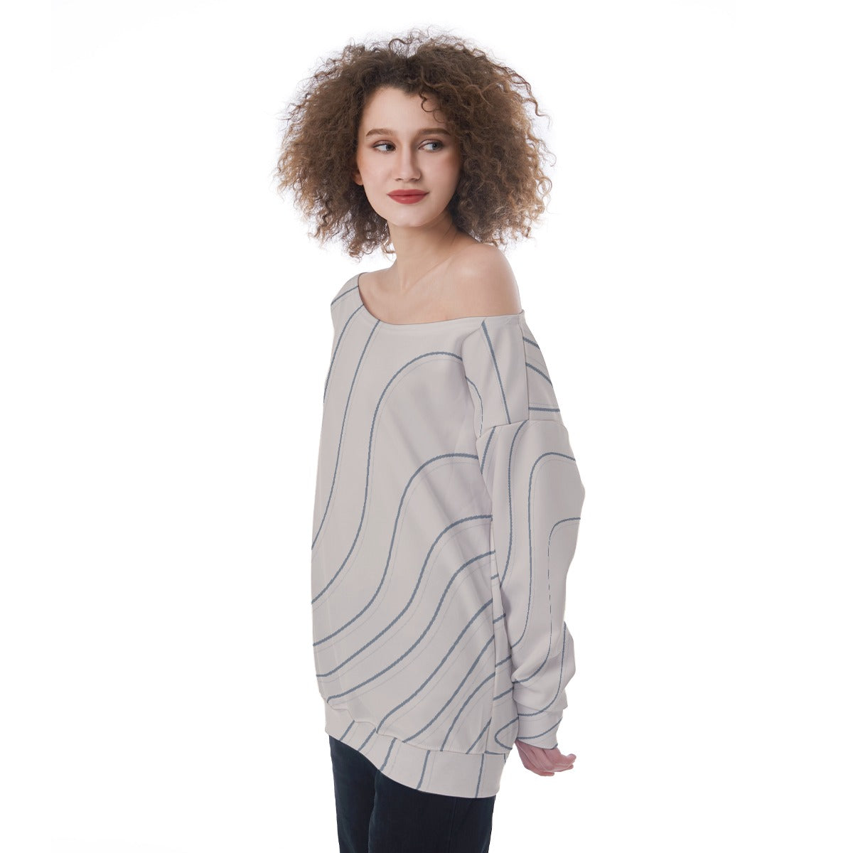 All-Over Print Oversized Women's Off-Shoulder Sweatshirt
