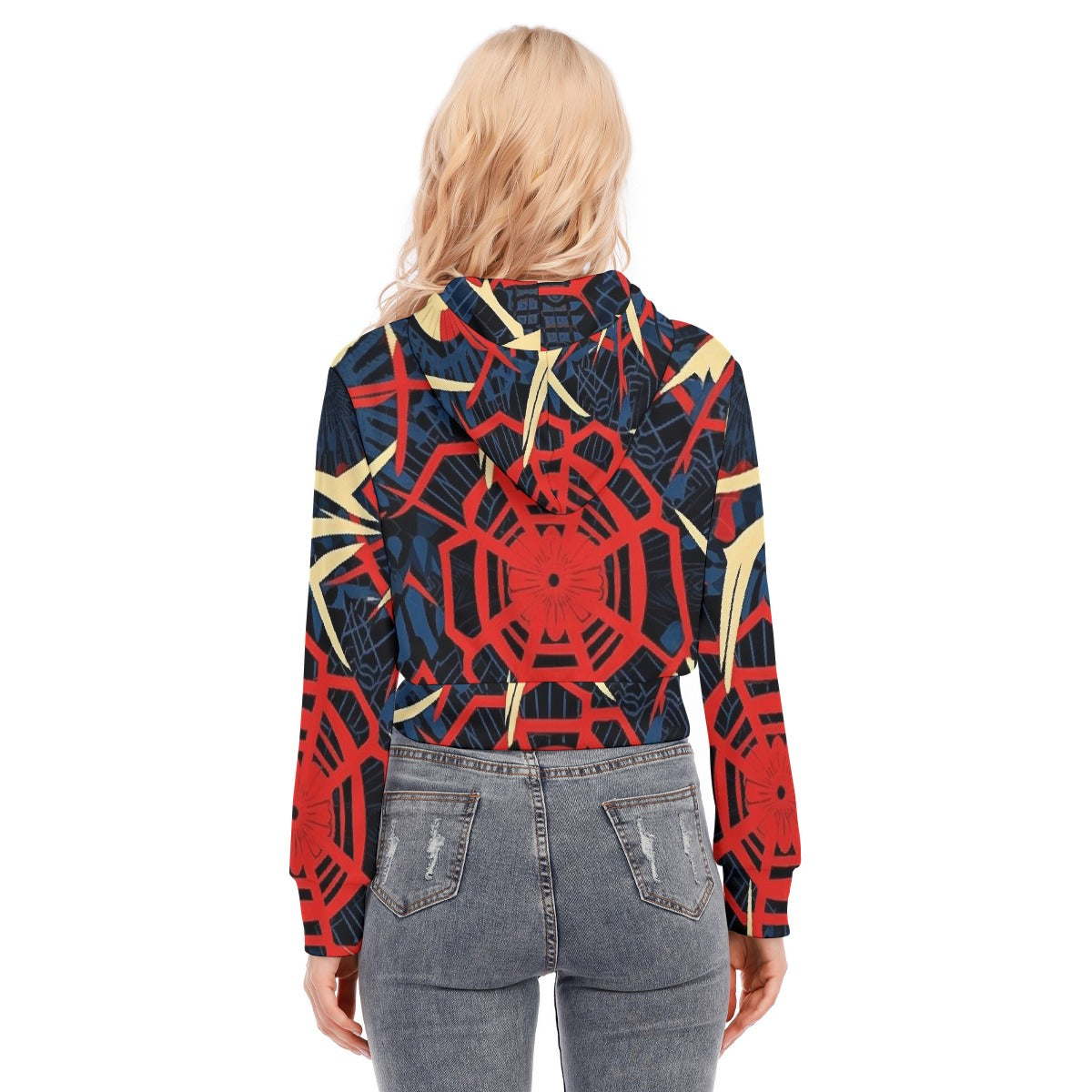 All-Over Print Women's Crop Top Hoodie With Zipper Closure