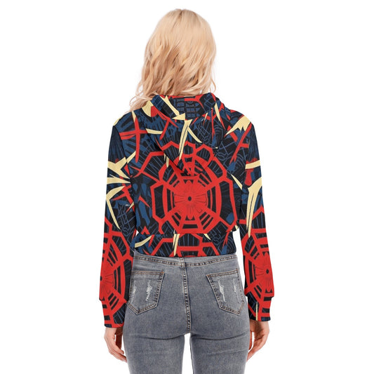All-Over Print Women's Crop Top Hoodie With Zipper Closure