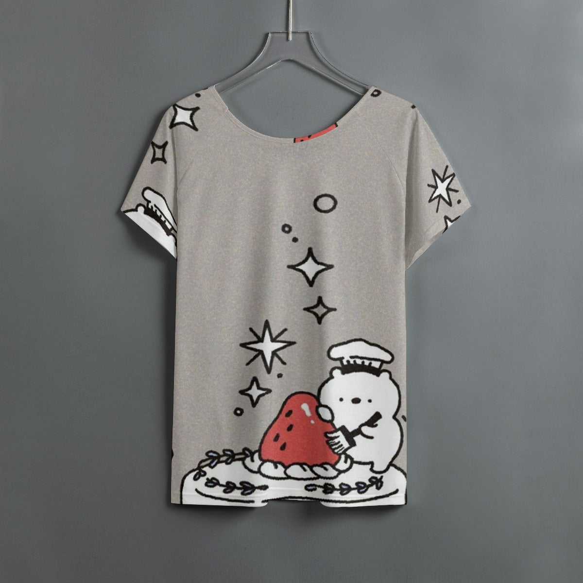 All-Over Print Women's Round Neck T-shirt With Raglan Sleeve