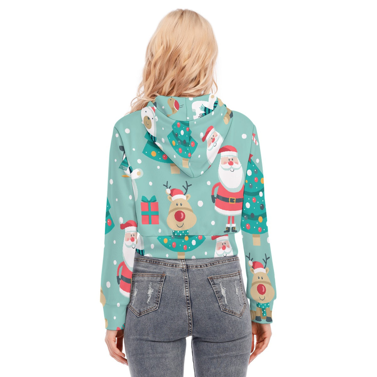 All-Over Print Women's Crop Top Hoodie With Zipper Closure