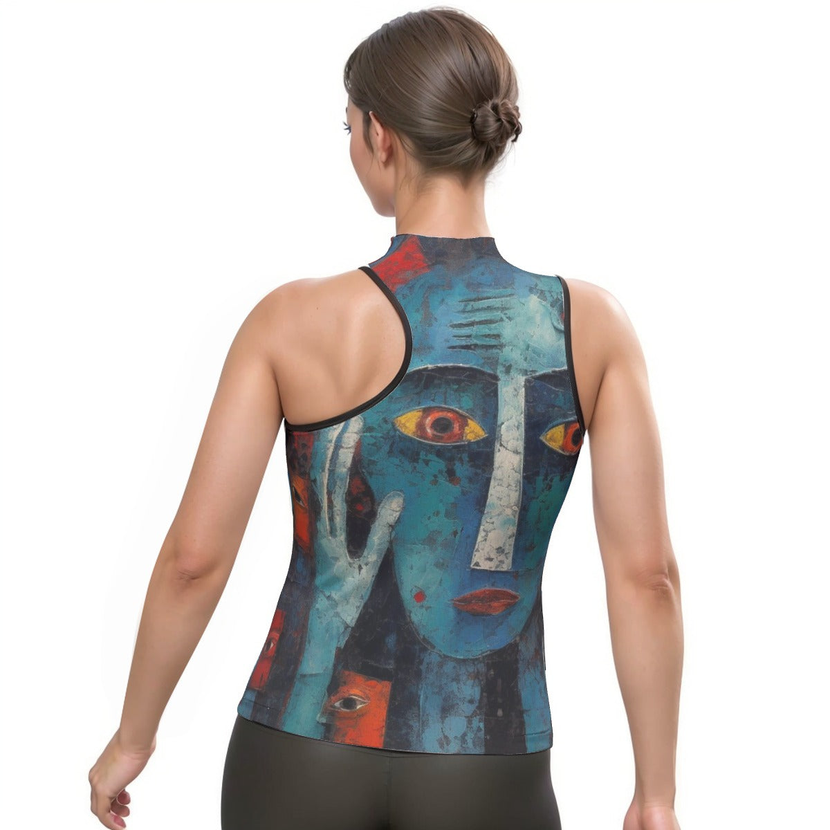 All-Over Print Women's Halter Sleeveless Asymmetrical Tank Top