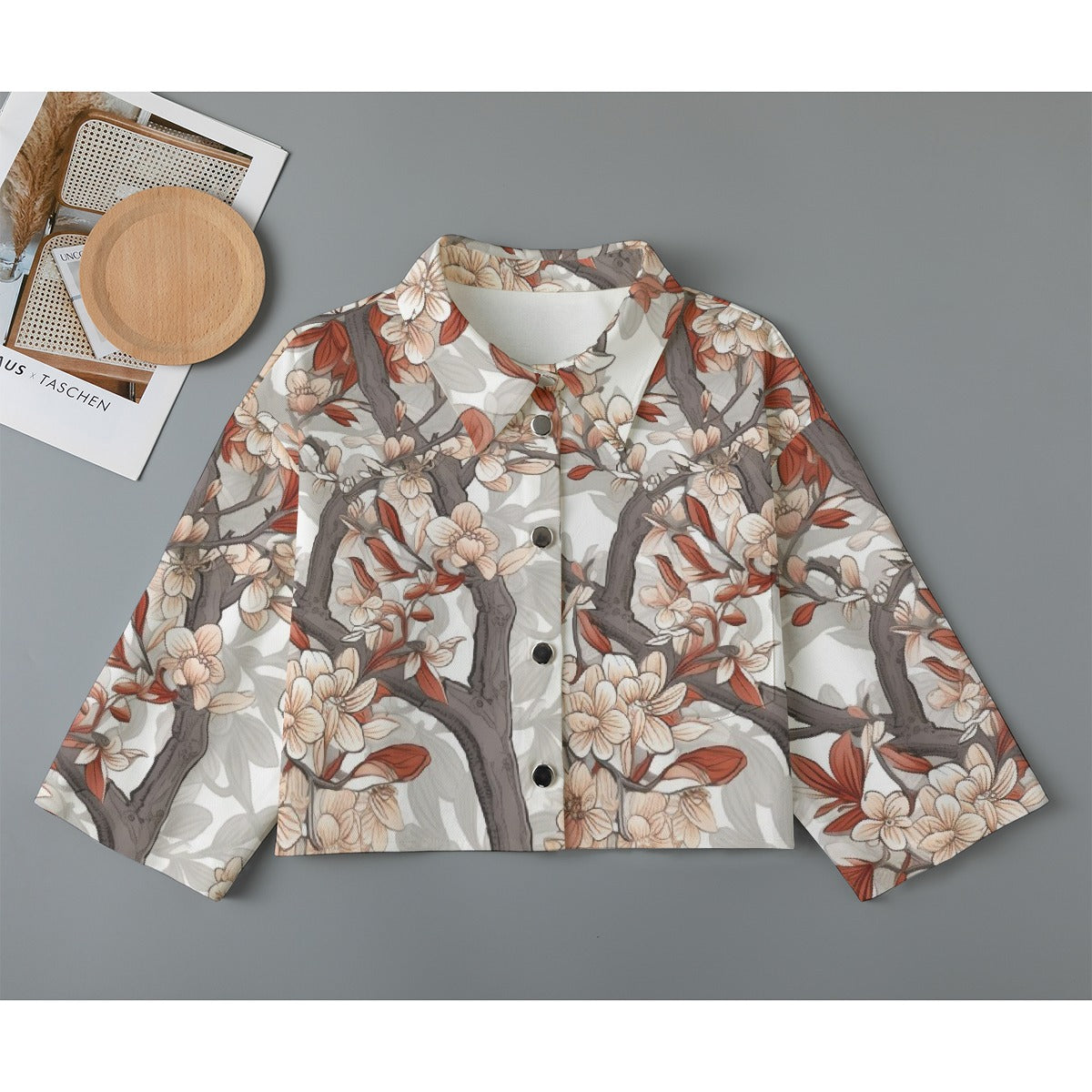 All-Over Print Women's Cropped Jacket | 245GSM Cotton