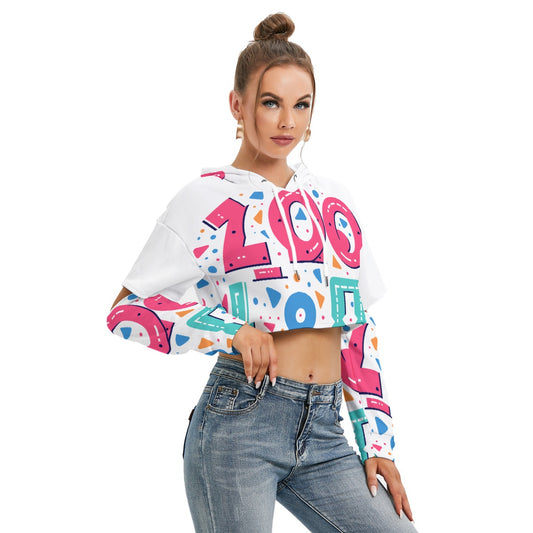 All-Over Print Women's Heavy Fleece Hoodie With Hollow Out Sleeve