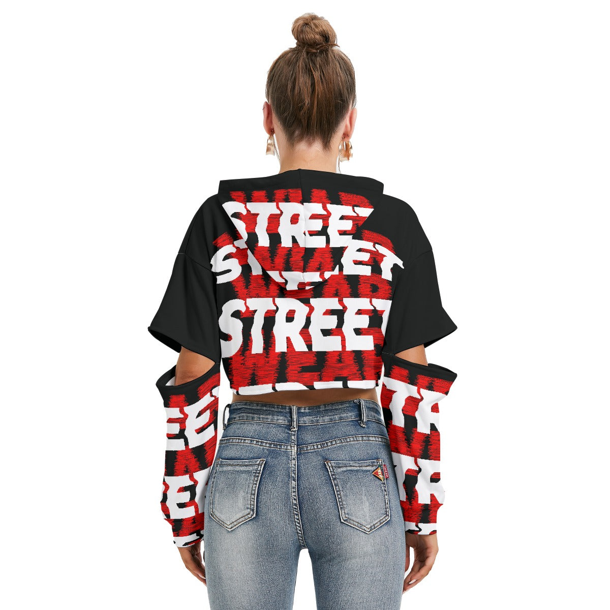 All-Over Print Women's Heavy Fleece Hoodie With Hollow Out Sleeve